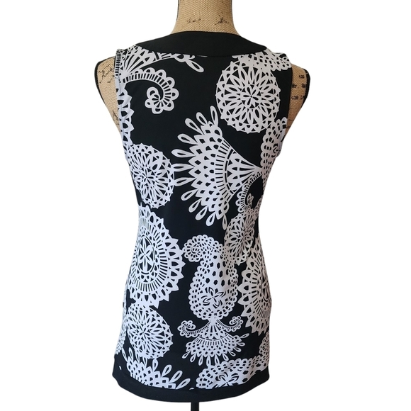 WHBM Black and White Sleeveless Tunic Top - Small - Picture 4 of 5